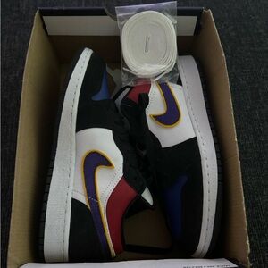 Jordan. Black/white/purple/red. 6y